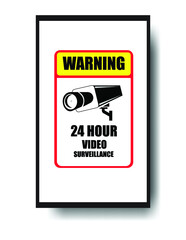 Security camera sign symbol sticker 24 hours surveillance