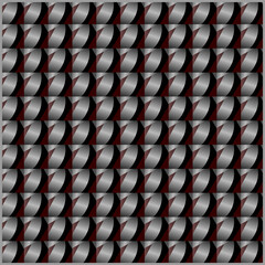geometric pattern in red, silver and black