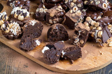 chocolate cake with the use of cocoa and butter with sugar