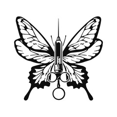 Fototapeta premium vector illustration of butterfly with injection