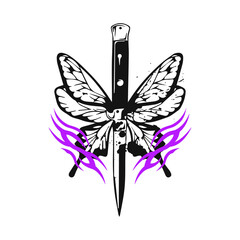 vector illustration of a butterfly with a knife