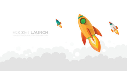Rocket icon launch,ship.vector, illustration concept of business product on a market.