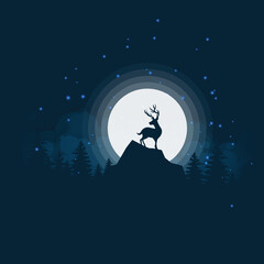 Obraz na płótnie Canvas Animal silhouette, halloween night background and moonlight vector illustration.
