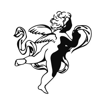 recommend clip art: baby angel silhouette illustration vector