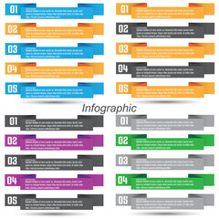 Collection infographics with steps and options, banner for business design and website template.