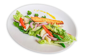 fresh green vegetable  salad with lemon sauces