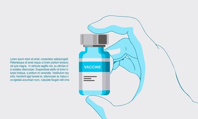 Hand holding abstract medicine vial with vaccine