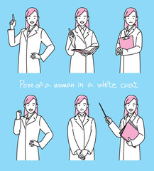 白衣の女性　上半身　ポーズ　セット