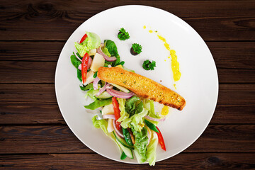 fresh green vegetable  salad with lemon sauces