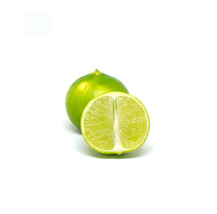 Lime lemon, the sour fruit on the white background