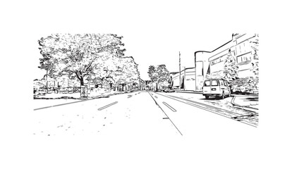Building view with landmark of New Haven is the 
city in Connecticut. Hand drawn sketch illustration in vector. - obrazy, fototapety, plakaty