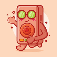 funny speaker audio character mascot running isolated cartoon in flat style design
