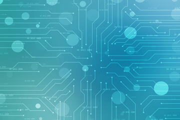 Abstract futuristic circuit board Illustration, Circuit board with various technology elements. Circuit board pattern for digital abstract technology background