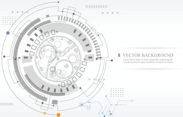 Technology computer mechanical system.circle technology display.white vector background