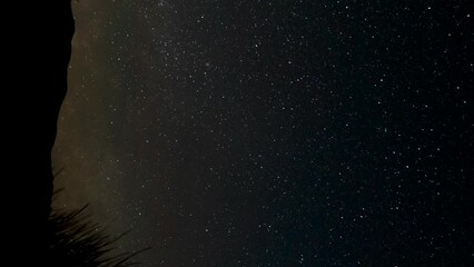 The Milky Way rises above the horizon in the desert's night sky - time lapse in vertical orientation - Powered by Adobe
