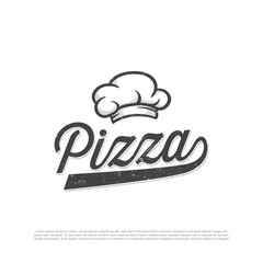 Lettering Pizza logo with cap chef. Illustartion vector graphic italian pizzeria of perfect for logo cafe, restaurant, fast food ect
