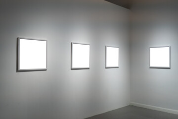 interior of gallery with blank frame