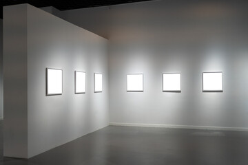 interior of gallery with blank frame