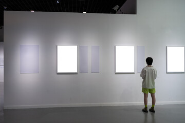 interior of gallery with blank frame