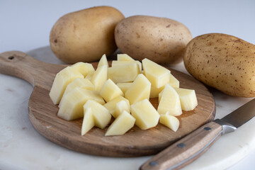 potatoes. Cubes of potatoes for Borscht, soups