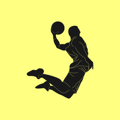 basketball player silhouette Leaping slam dunks jump vector illustration isolated  © Yuliantart