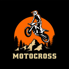 Motorsport and motocross illustration logo vector