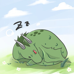 気持ちよく寝るドラゴン