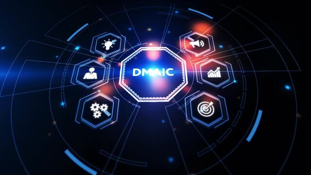 DMAIC, Six Sigma. Define, Measure, Analyse, Improve, Control. Standard quality control and lean manufacturing concept.