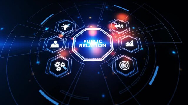 PR Public relation management. Business, Technology, Internet and network concept.