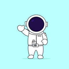 Obraz premium cute astronaut waving hand .flat illustration