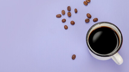 Cup of cofee on color background.