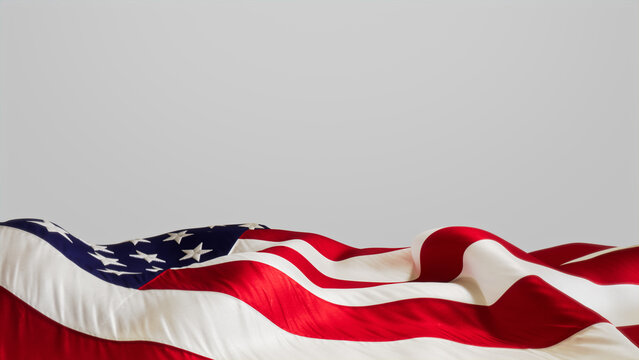 American Flag Banner for Patriot Day Isolated on White. Premium September 11 Background with Copy-Space.