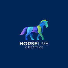 Vector Logo Illustration Horse Gradient Colorful Style.