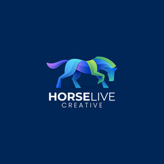 Vector Logo Illustration Horse Gradient Colorful Style.