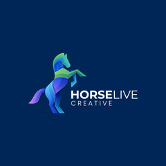 Vector Logo Illustration Horse Gradient Colorful Style.