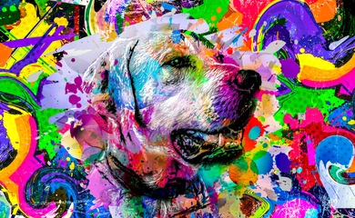 Ingelijste posters dog head with creative colorful abstract elements on white background © reznik_val