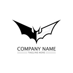 Bat logo animal and vector, wings, black, halloween, vampire, gothic, illustration, design bat icon