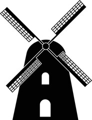 windmill icon on white background. windmill black sign. flat style.