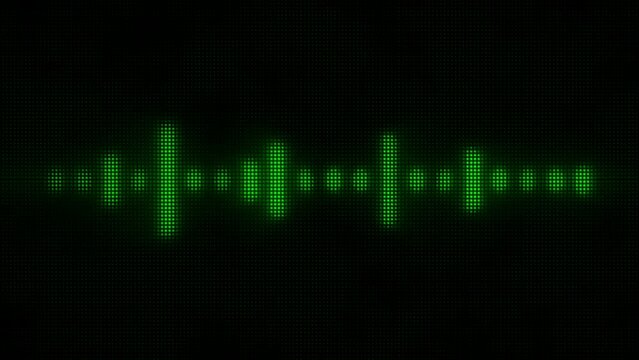 Animation green neon light sound wave effect on black background.
