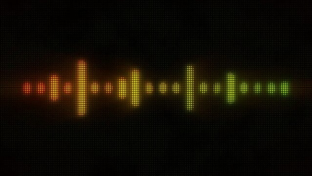 Animation yellow neon light sound wave effect on black background.
