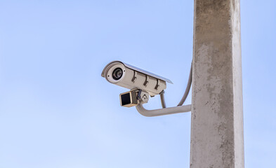 CCTV cameras installed outside the building safety protection concept.