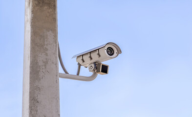 CCTV cameras installed outside the building safety protection concept.