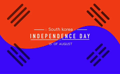 Happy South Korean independence day vector banner, greeting card. Korean realistic wavy flag in august 15 national patriotic holiday horizontal design