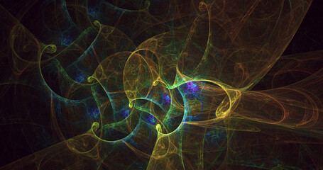 3D rendering abstract multicolor fractal light background