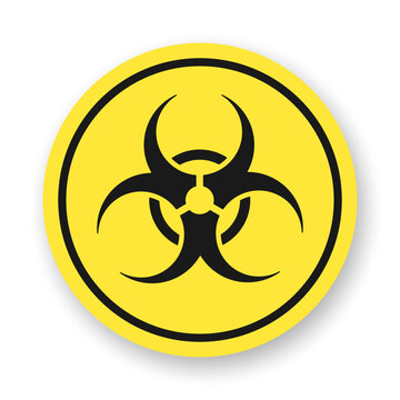 Biohazard flat icon. Vector element of black color on yellow background. Best for print, package, mobile apps, UI and web design.