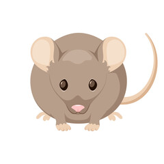 Fototapeta premium Gray mouse on a white background. Cartoon design. 