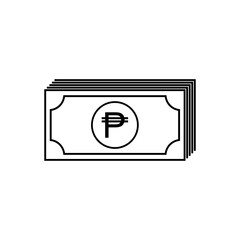 Philippines Currency Icon Symbol, PHP, Peso Money Paper. Vector Illustration