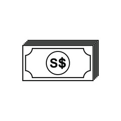 Singapore Currency Icon Symbol, SGD, Singapore Dollar Money Paper. Vector Illustration
