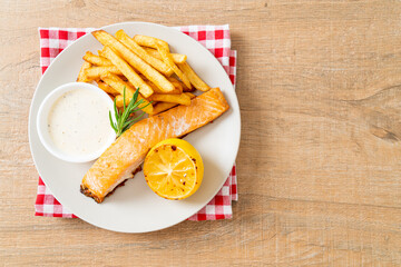 fried salmon fish and chips