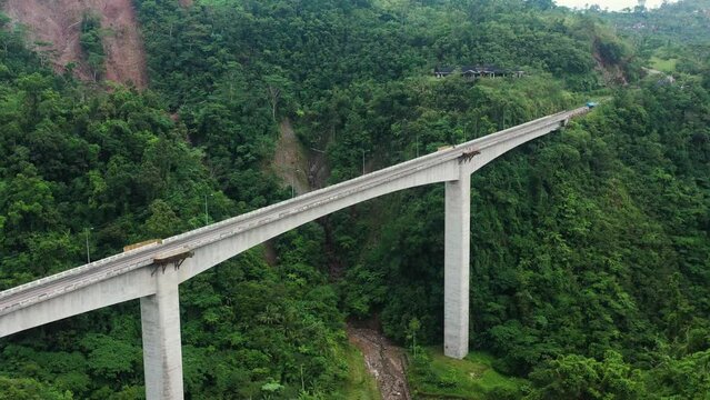 Aerial View Of The Tallest Bridge In The Philippines, Agas-Agas Bridge In Southern Leyte - drone shot